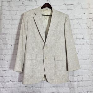 Christopher Hayes Mens 44L Blazer Sport Coat Off White Linen Made in USA Vintage